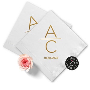 Custom Wedding Napkins Initials - Reception Napkins - Personalized Napkins - Party Napkins - Cocktail Napkins - Wedding Bar Napkins