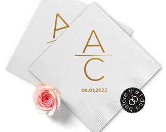 Custom Wedding Napkins Initials - Reception Napkins - Personalized Napkins - Party Napkins - Cocktail Napkins - Wedding Bar Napkins