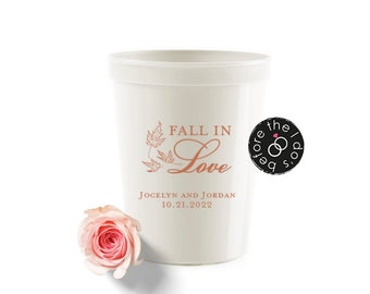 Fall in Love Cups - Stadium Plastic Cups - Personalized Cups - Custom Cups - Wedding Reception Cups - Wedding Favors