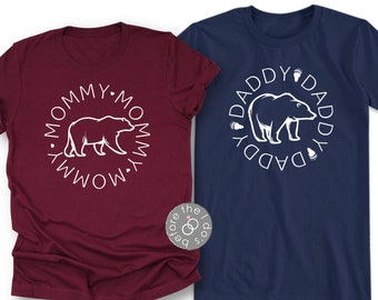 Mommy and Daddy Bear Shirts - Mom and Dad Shirts - Couples Shirts - Pregnancy Announcement - New Parents - Gender Reveal Party (1641-2T)