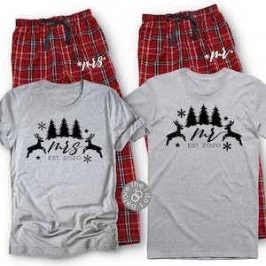 Mr. and Mrs. Matching Couple Pajamas - Personalized Pajamas - Christmas Pajamas - Christmas Mr and Mrs (2267-PJ)