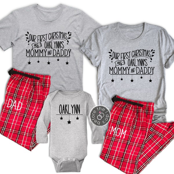 Our First Christmas Matching Family Pajamas - Baby's First Christmas - Personalized Pajamas - Family Christmas Pjs (2333-PJ)