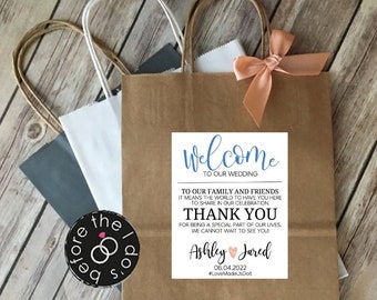 Welcome Bag for Wedding/Hotel Guests Customized with Your Coordinating  Colors and Unique Name Tag