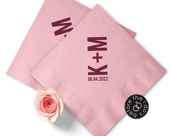 Bold Initials Custom Napkins - Personalized Wedding Napkins - Cocktail Napkins - Paper Wedding Napkins - Wedding Bar Napkins