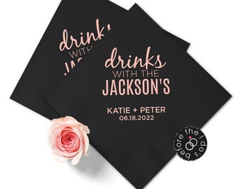 Personalized Wedding Napkins Drinks With -  Custom Napkins - Personalized Cocktail Napkins - Napkins for Wedding - Wedding Table Decor