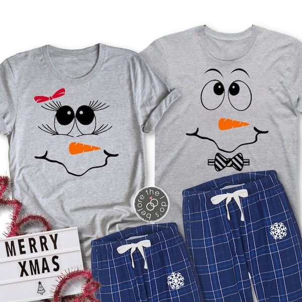 Snowman Christmas Pajamas Set - Christmas Couple Pajamas - Matching Family Pajamas - Mr and Mrs Pajamas - Mom and Dad Pjs (2356-PJs)