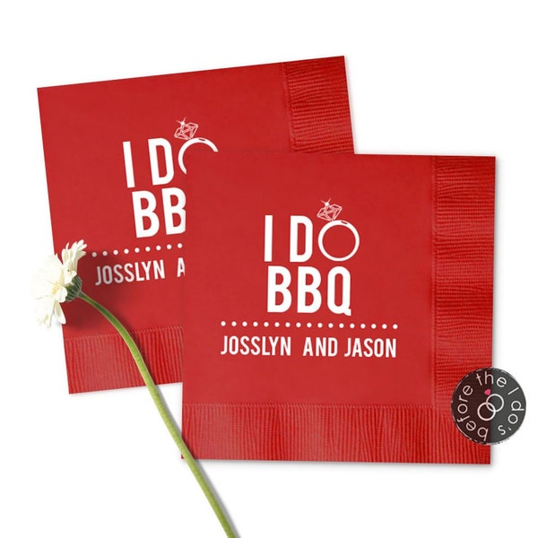 I Do BBQ Engagement Party Napkins - Cocktail Napkins - Paper Wedding Napkins - Wedding Bar Napkins - Rehearsal Dinner Napkins