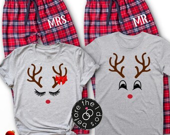 reindeer couples pajama set with mrmrs on pants christmas pajamas honeymoon his and her pajamas mr and mrs pajamas 1924 pj - Etsy Christmas Pajamas reindeer couples pajama set with mrmrs on pants christmas pajamas honeymoon his and her pajamas mr and mrs pajamas 1924 pj - Etsy Christmas Pajamas