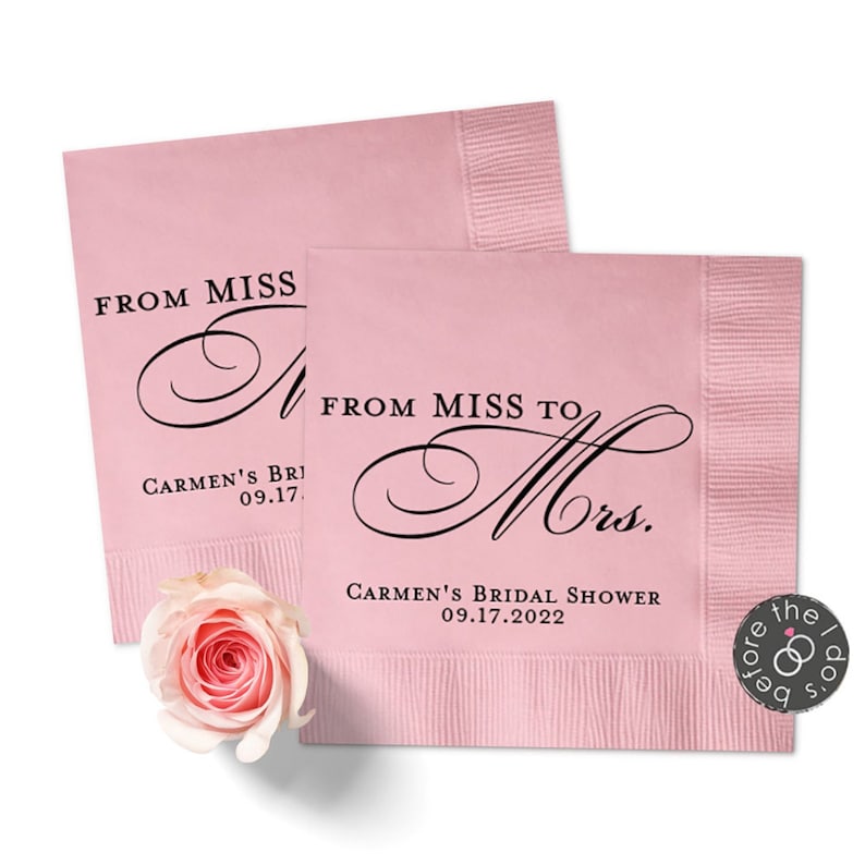 Personalized Bridal Shower Napkins From Miss to Mrs Party Etsy