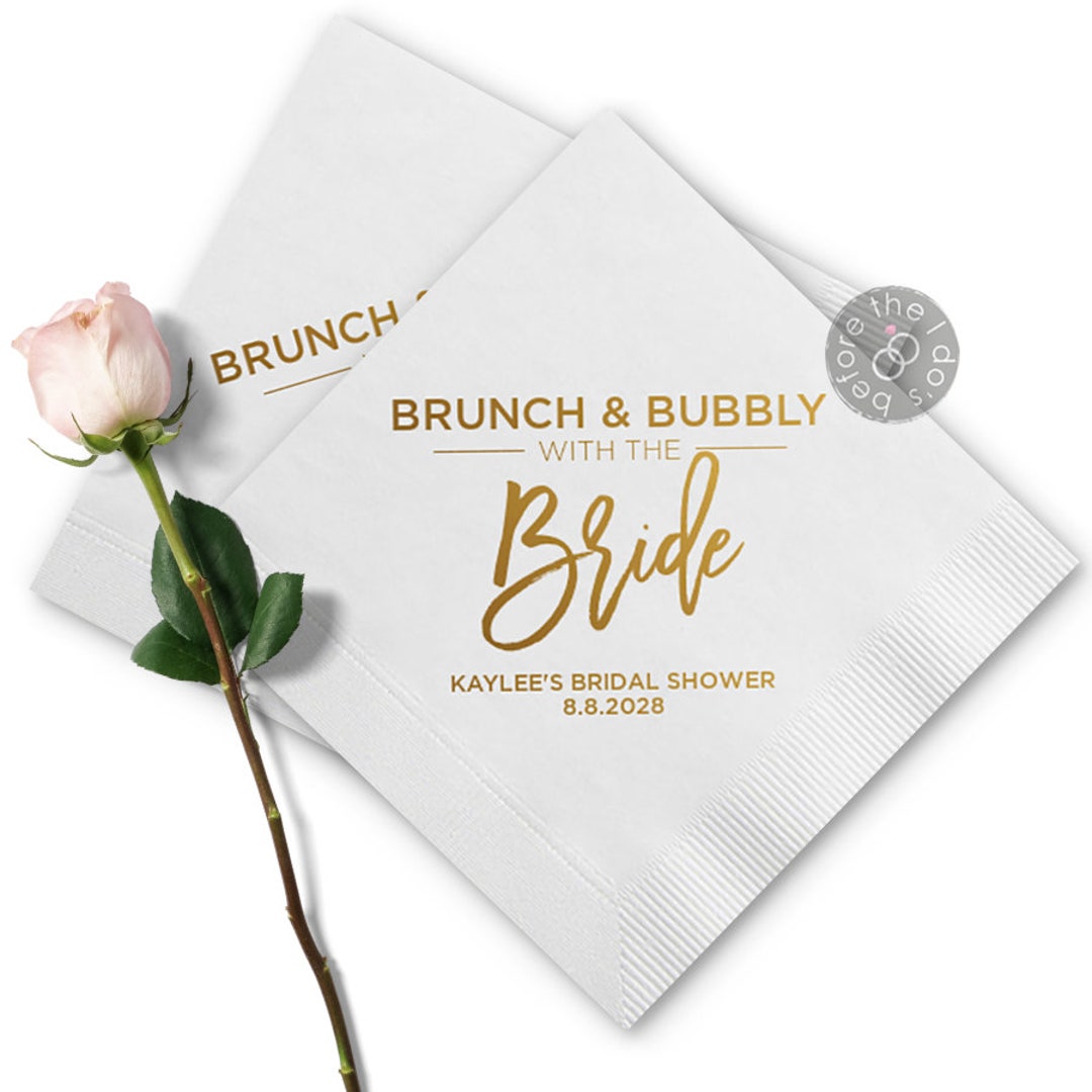 Personalized Bridal Shower Napkins Brunch & Bubbly With the Bride Party
