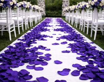 Purple Faux Rose Petals, Wedding Aisle and Table Decor (100 Pack)