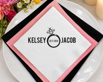 Engagement Party Napkins, Custom Cocktail Napkin, She Said Yes Theme