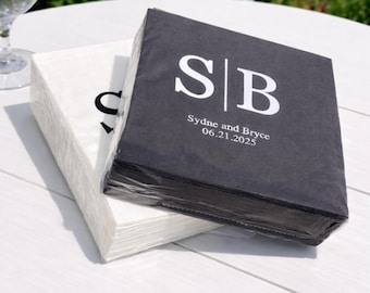 Large Initials, Custom Cocktail Napkins, Monogram Wedding