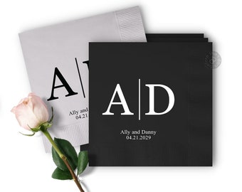 Bold Initials Monogram, Custom Wedding Napkins