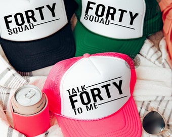 Talk Forty To Me Trucker Hat - Forty Squad Hat, 40th Birthday Hat, Milestone Hat Birthday (2408-TH)