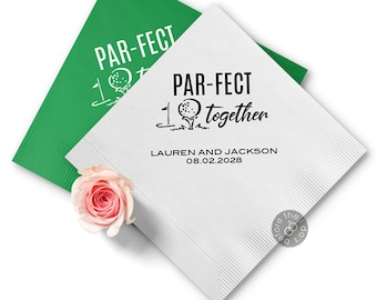 Par-Fect Together Golf Wedding Napkins - Cocktail Napkins - Paper Wedding Napkins - Wedding Bar Napkins - Personalized Napkins Wedding