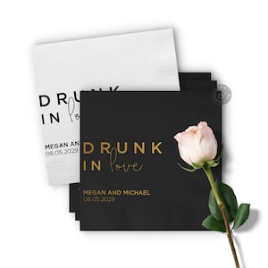 Drunk in Love Wedding Napkins - Custom Cocktail Napkin - Wedding Bar Napkins - Personalized Wedding Napkins