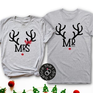 Reindeer Couple Christmas Shirts - Mr and Mrs Shirts - Married Christmas - Couple Christmas Set - Present for Couple (1931-2T)