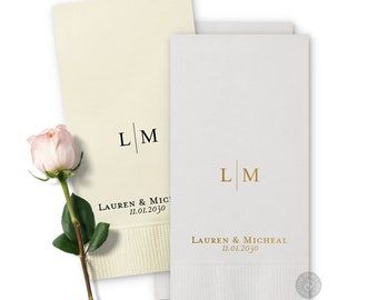 Wedding Guest Towels, Minimalist Initials, Bathroom Wedding Napkins