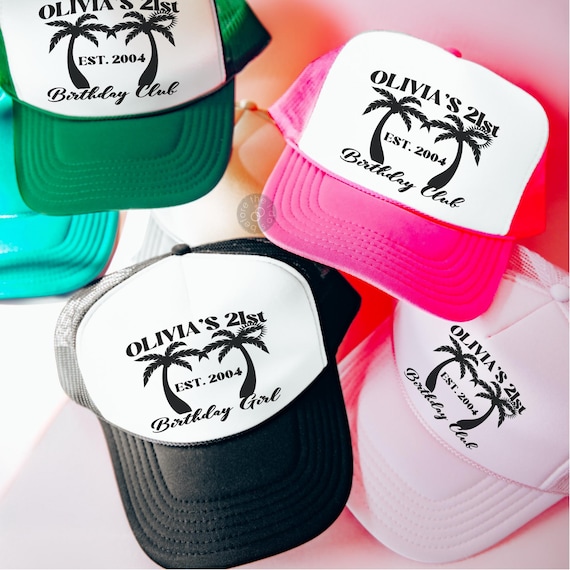 21st Birthday Hat, Beach Trucker Hats Custom