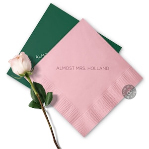 Personalized Almost Mrs Bridal Shower Napkins - Party Napkins - Cocktail Napkin - Wedding Napkins - Bridal Shower Brunch - Future Mrs Napkin