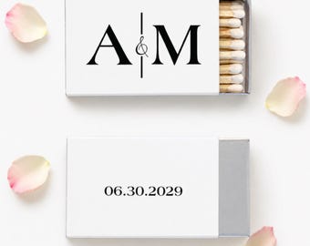 Monogram Matchboxes, Wedding Matches Favors, Minimalist Initials