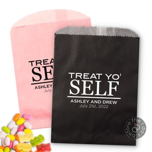 Personalized Wedding Favor Bags Treat Yo&#39; Self - Wedding Treat Bags - Donut Bags - Cake Bags - Candy Buffet Bags