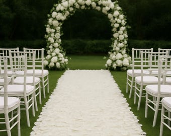 White Faux Rose Petals, Wedding Aisle and Table Decor (100 Pack)