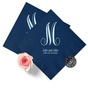 Personalized Monogram Wedding Napkins - Cocktail Napkins - Paper Wedding Napkins - Wedding Bar Napkins - Monogram Wedding - Custom Napkins