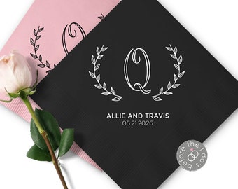 Personalized Monogram Wedding Napkins - Custom Napkins - Wedding Cocktail Napkins - Napkins Wedding - Wedding Table Decor - Wedding Bar