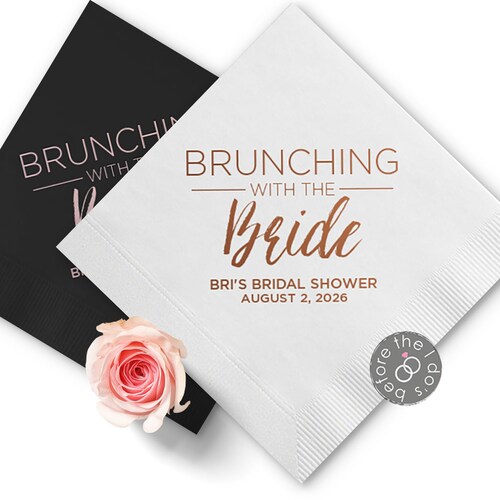 Personalized Bridal Shower Napkins Brunching With the Bride Etsy