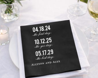 Custom Wedding Napkins, The Best Day, Personalized Paper Napkin