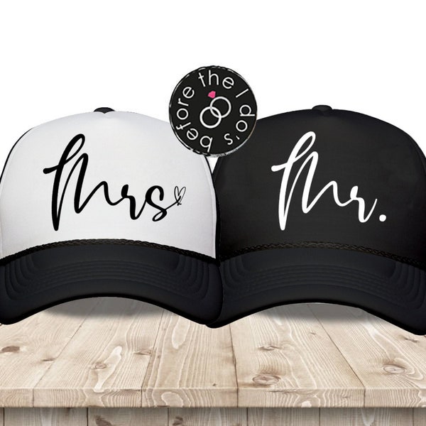 DALIX Mr. & Mrs. Matching Baseball Caps - Couple's Set Bridal Wedding Hats