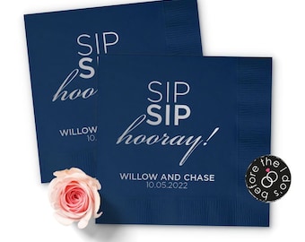 Sip Sip Hooray Personalized Wedding Napkins