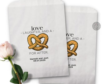 Love Laughter and a Pretzel for After - Wedding Pretzel Bags - Pretzel Wedding Bag - Pretzel Wedding Favor