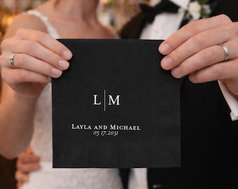 Minimalist Monogram, Custom Cocktail Napkins, Wedding Initials