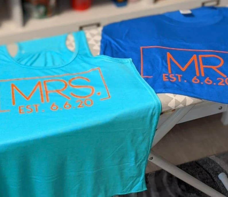 Personalized Mr and Mrs Matching Shirt Set Mr Mrs Tank and Tee Shirt Set, Honeymoon Shirts 1495 image 9
