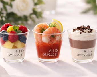 Plastic Shot Glasses (2oz), Custom Initials Wedding, Mini Cocktails, Hors d'oeuvres