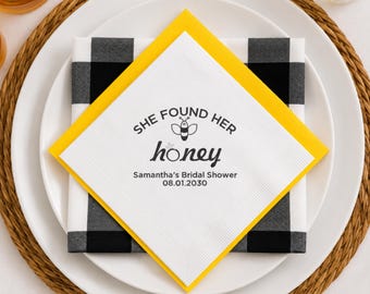 She Found Her Honey, Custom Cocktail Napkins, Bridal Shower, Engagement Party
