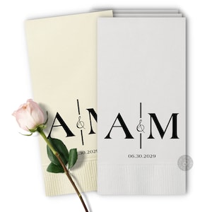 Bold Initials Guest Towel Napkins - Wedding Guest Towels - Paper Guest Towels - Wedding Reception Guest Towels - Bathroom Guest Towels