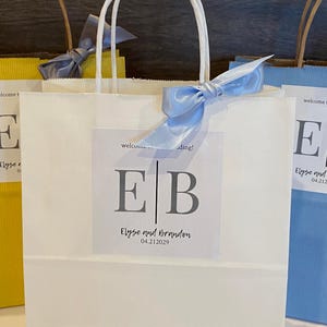 Custom Initials Wedding Welcome Bags, Personalized Welcome Tote Gift Bag for Guests, Elegant Hotel Wedding Bags