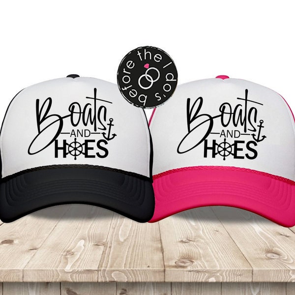 Boats and Hoes Trucker Hat - Summer Hat - Bachelorette Party - Vacation Hat - Bachelorette Cruise - Beach Hat (1891-TH)