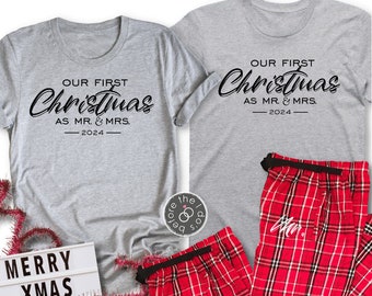 Our First Christmas Pjs - Couple Matching Pajamas Set - Couple Christmas Pjs - His and Her Pajamas - Mr and Mrs Christmas (2306-PJ)