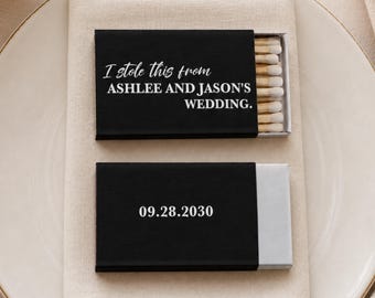 I Stole This From Matchboxes, Matchbox Wedding Favors, Custom Wedding Matches