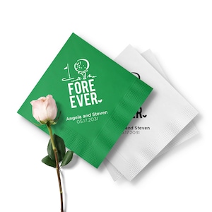 Custom Golf Wedding Napkins, Fore Ever Golf Themed Napkins for Wedding Reception