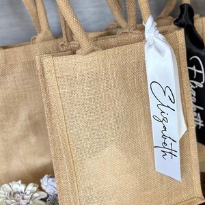 Personalized Bridesmaid Tote Bags with Name, Burlap Gift Bag Wedding, Bridesmaid Proposal