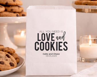 Cookie Favor Bags, Wedding Cookies Bag Custom, All You Need is Love