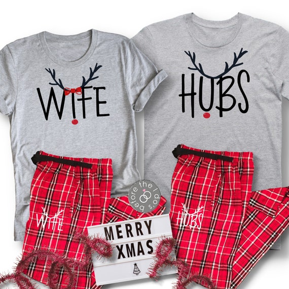 Wife and Hubs Matching Christmas Pajamas His and Her Pajamas Pajama Set Couple Wedding Pajamas Matching Pajamas 2275 PJ Etsy