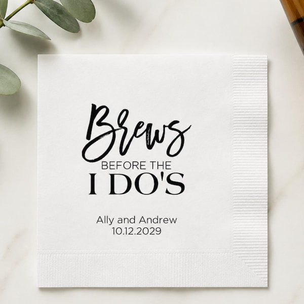 Brews Before I Do's, Custom Cocktail Napkins, Wedding Rehearsal Dinner Napkin