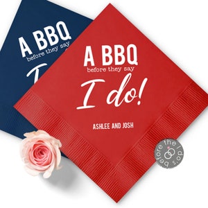 BBQ Engagement Party Napkins - Cocktail Napkins - Paper Wedding Napkins - Wedding Bar Napkins - Rehearsal Dinner Napkins - I Do BBQ